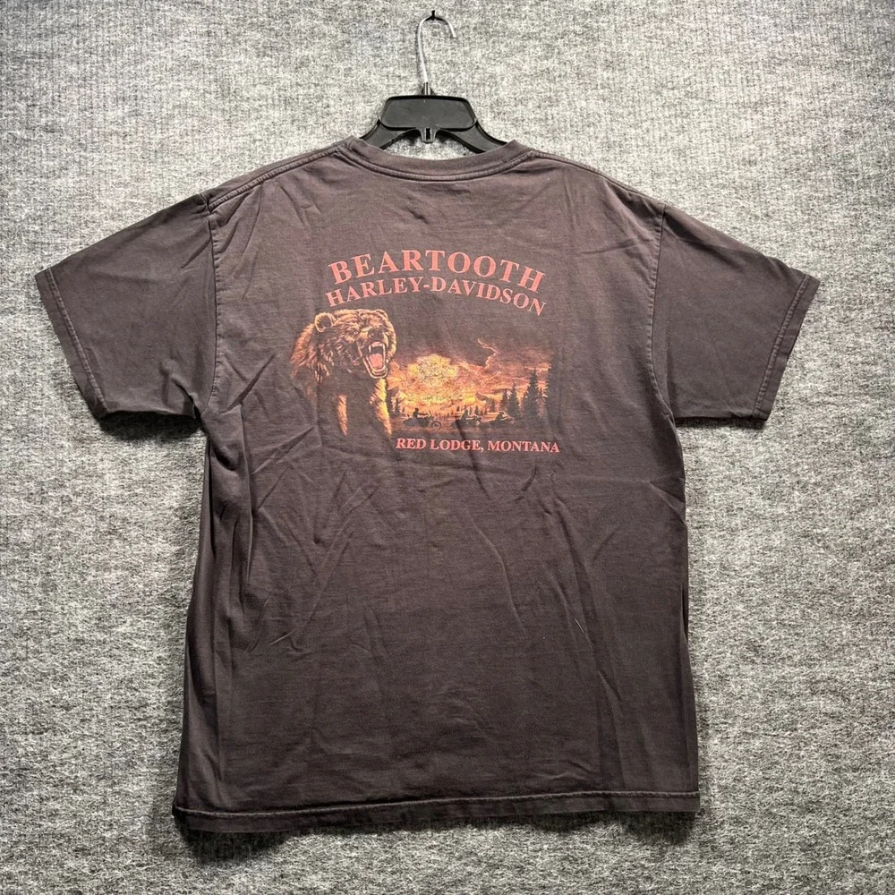 Harley-Davidson Beartooth Montana Eagle Grizzly Bear Graphic T-Shirt Large Black
